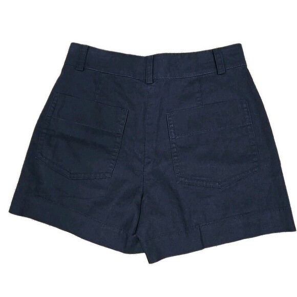 VINCE High Waisted Shorts 4" Hemp Cotton Coastal Casual Navy Blue Women’s Size 2 - Picture 5 of 8